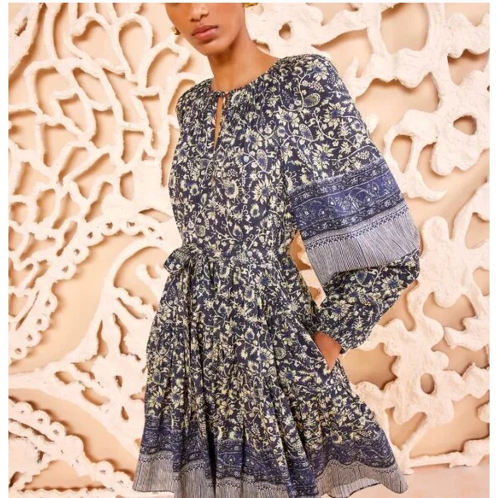 Ulla Johnson‎ Abri Batik Print Tiered Ruffle Mini Dress Size 6